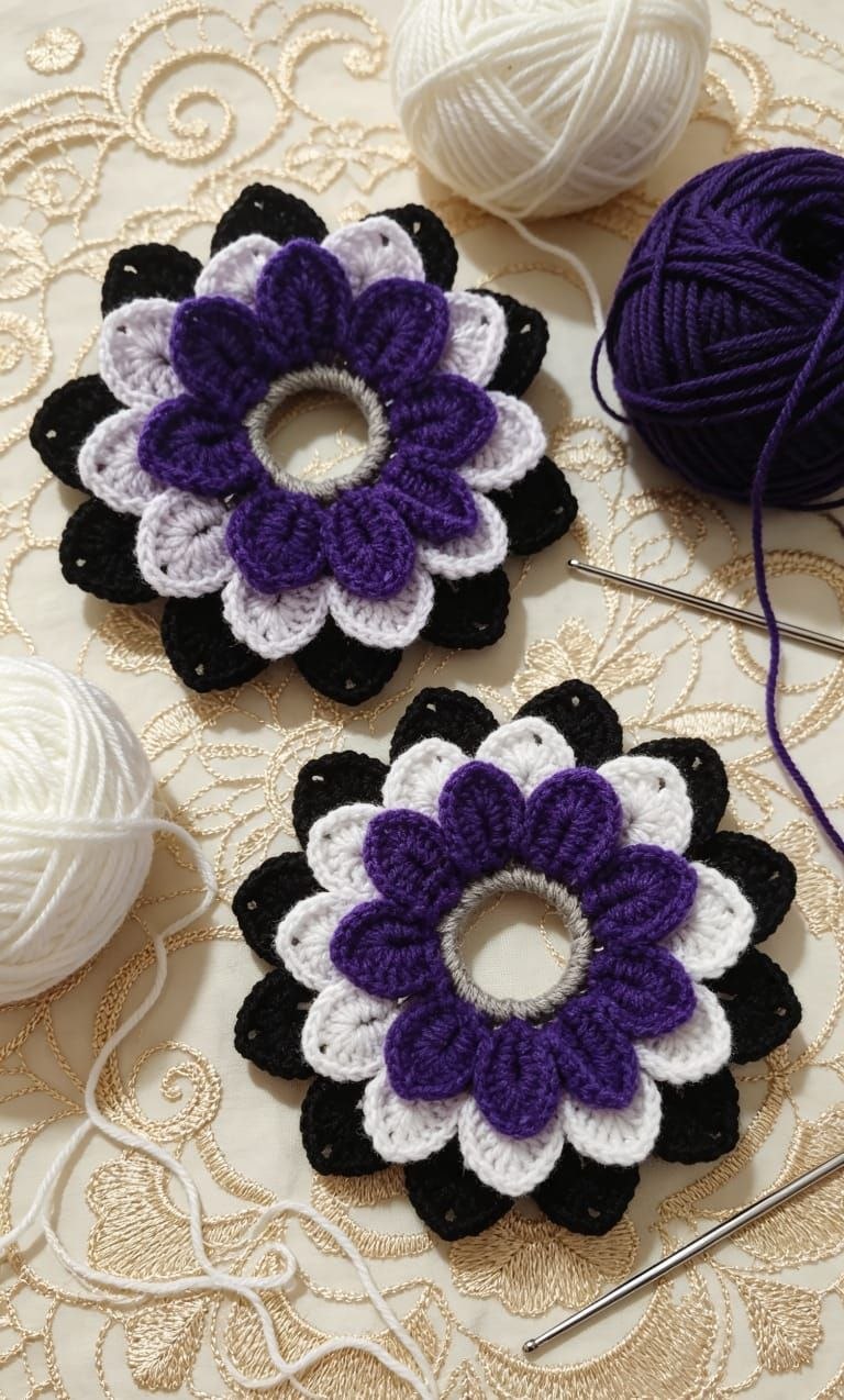 Flor tejida para el cabello